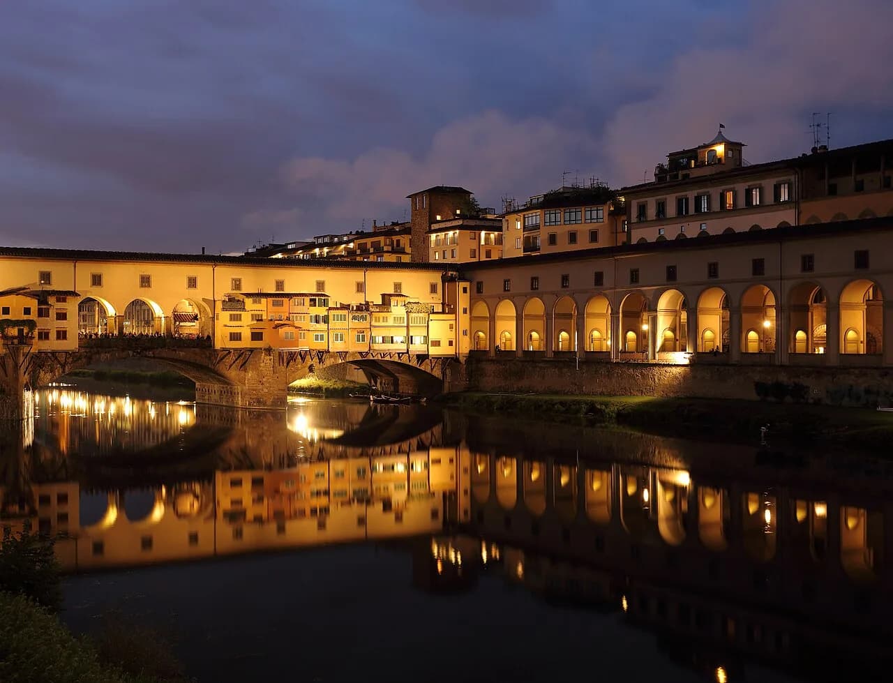 Ponte Vecchio in Florence at dusk