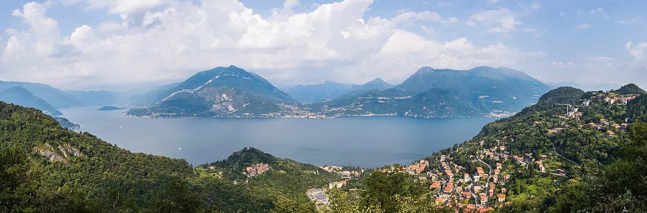 Lake Como and the surrounding hills viewed from above