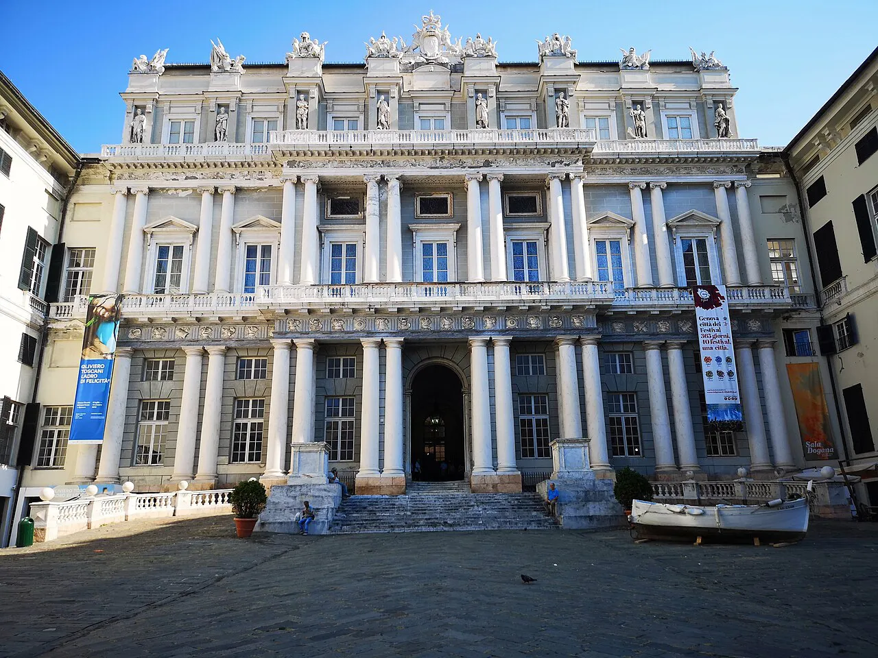 Neoclassical facade of the Palazzo Ducale on Piazza Matteotti, Genoa