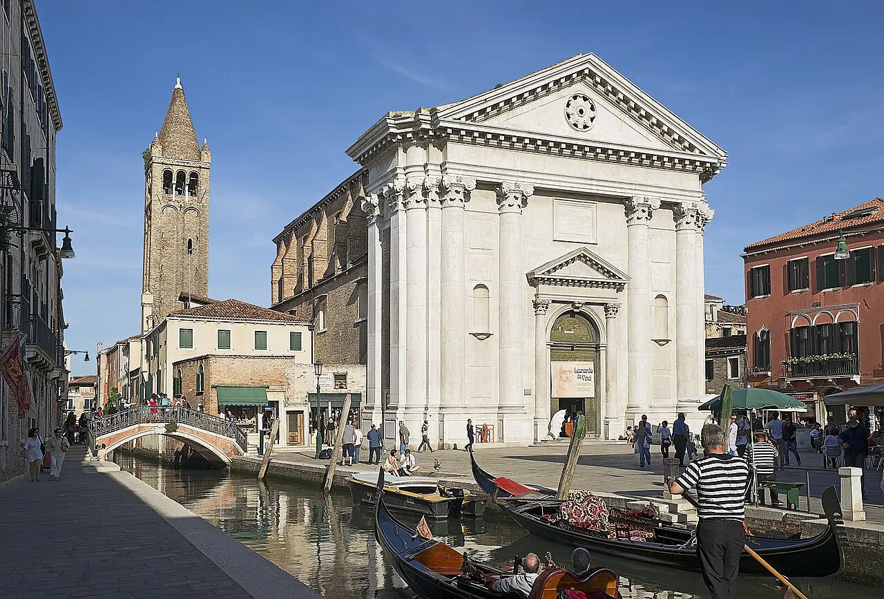 Church of San Barnaba beside the Rio de San Barnaba in Dorsoduro, Venice, with gondolas moored