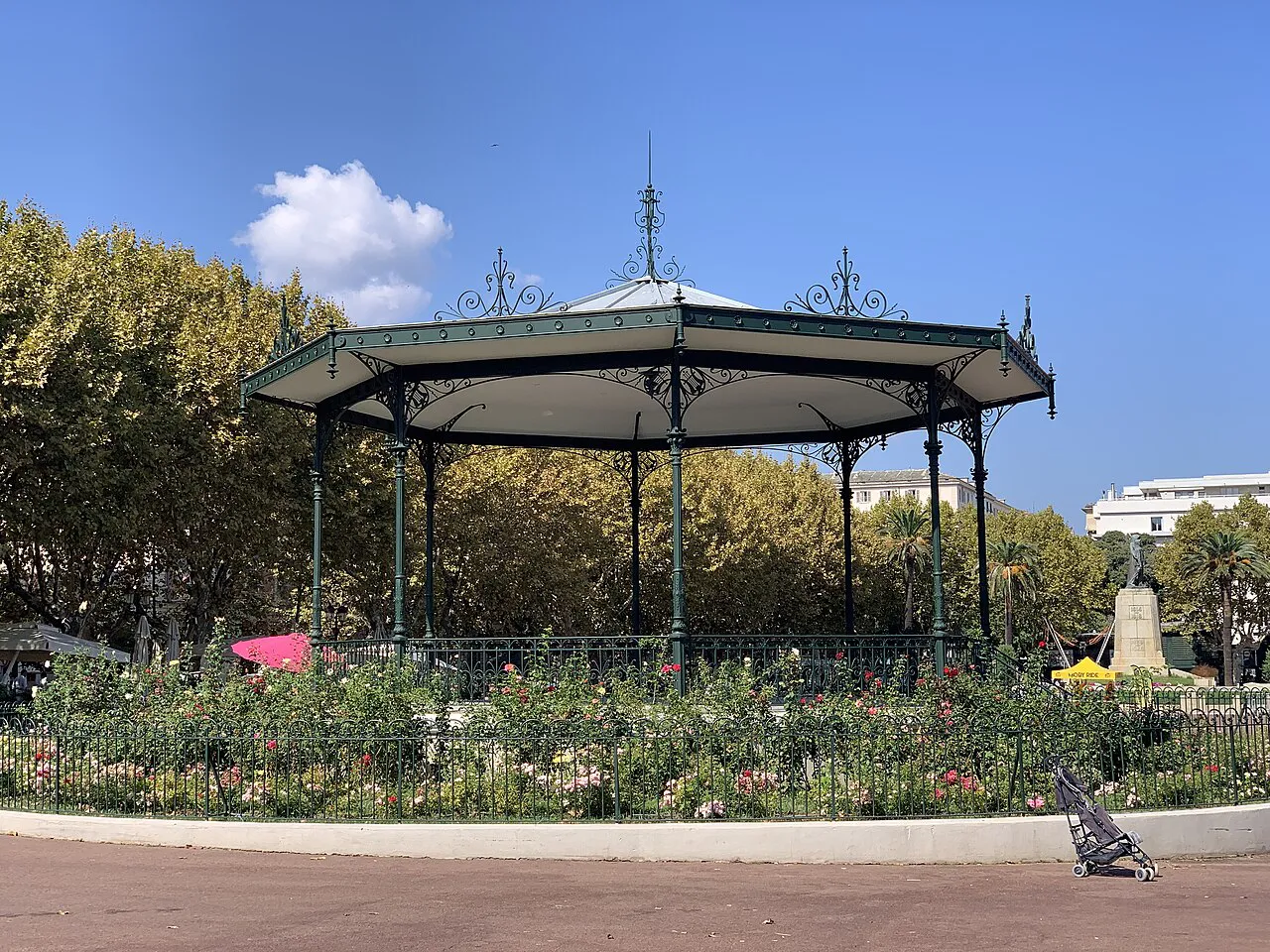 Iron bandstand and flower beds on Place Saint-Nicolas, Bastia