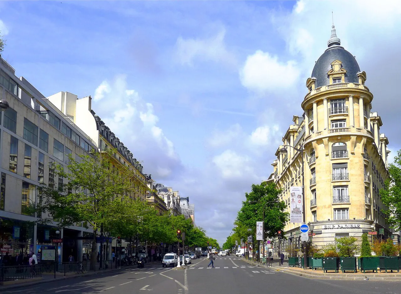 Boulevard des Italiens with a domed corner building on the edge of the 2nd and 9th arrondissements, Paris