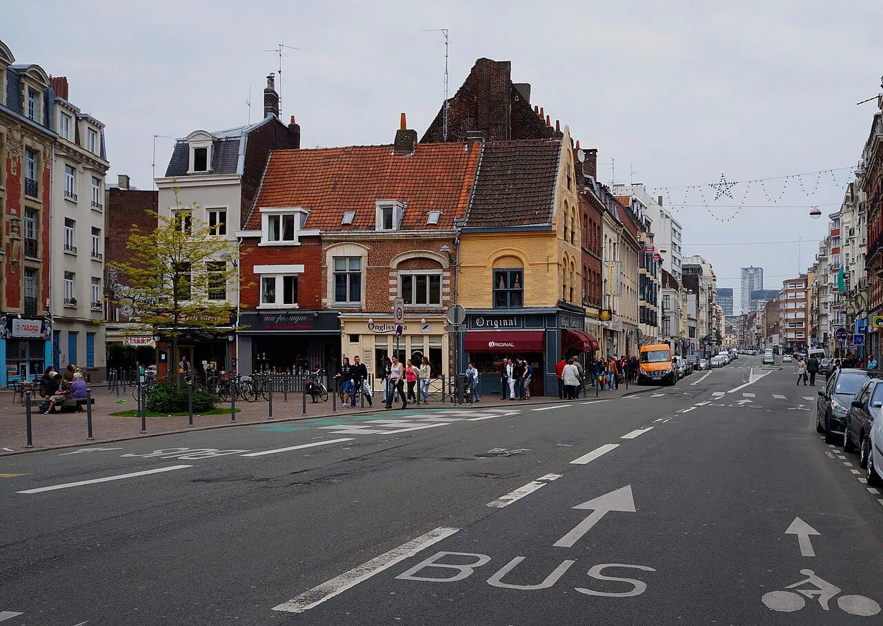 Brick and gabled houses on Place du Vieux Marché aux Chevaux in Lille