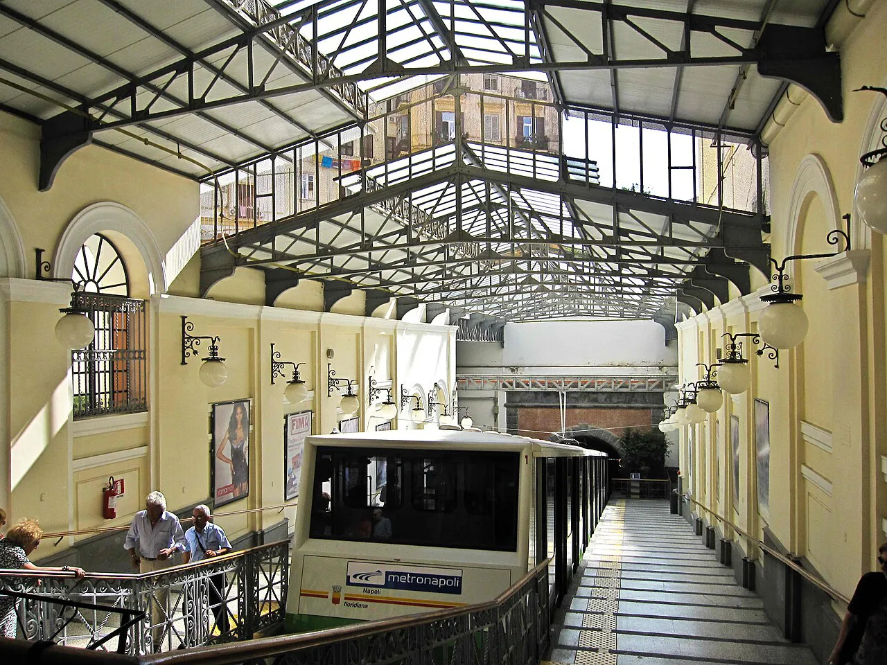 Upper station of the Funicolare Centrale at Piazza Fuga in Vomero, Naples