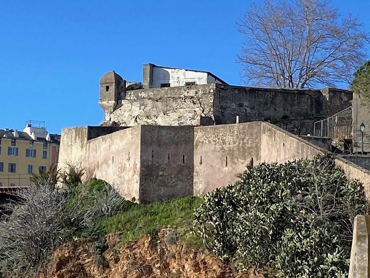 Stone walls of the Bastion Santa Maria in the citadel of Bastia