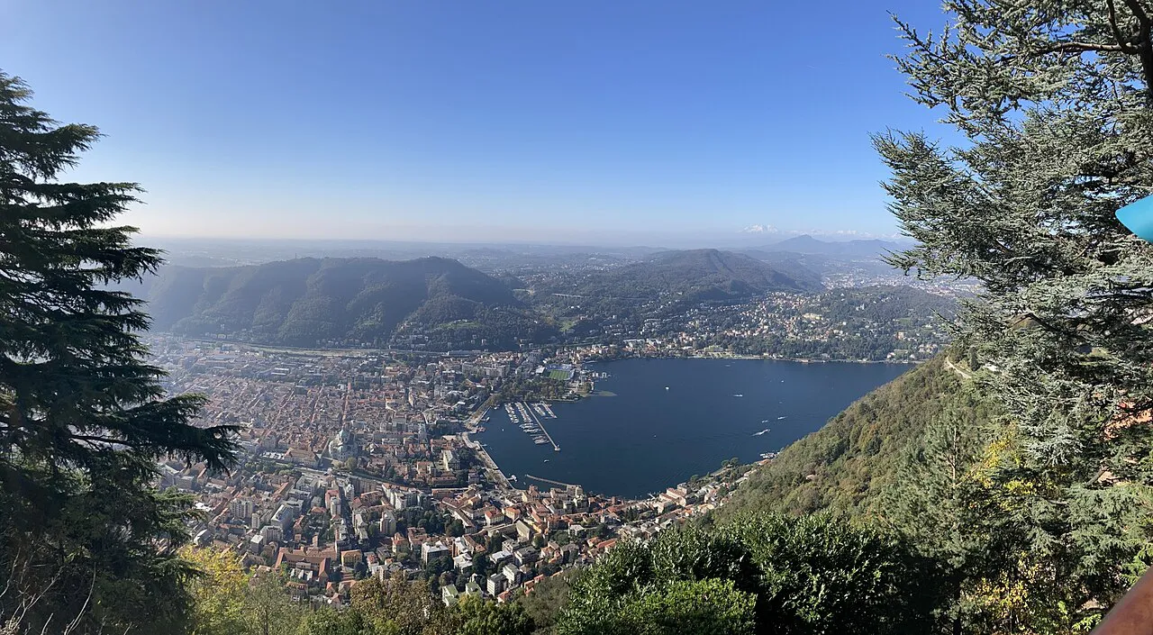 Panorama from the Brunate overlook down to the city of Como and the southern tip of Lake Como